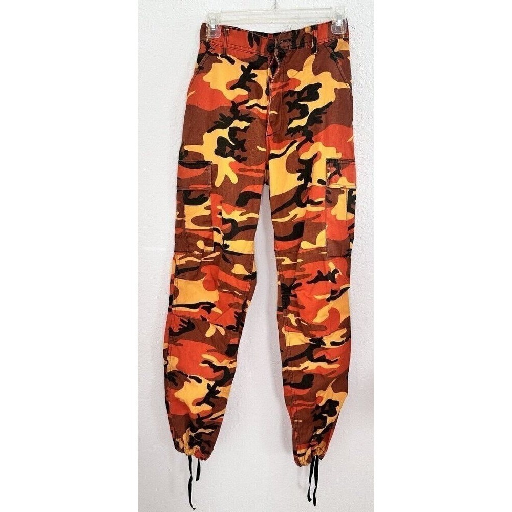 Rothco BDU Camo Combat Woodland Military Gorpcore‎ Pants Mens XS Orange Black